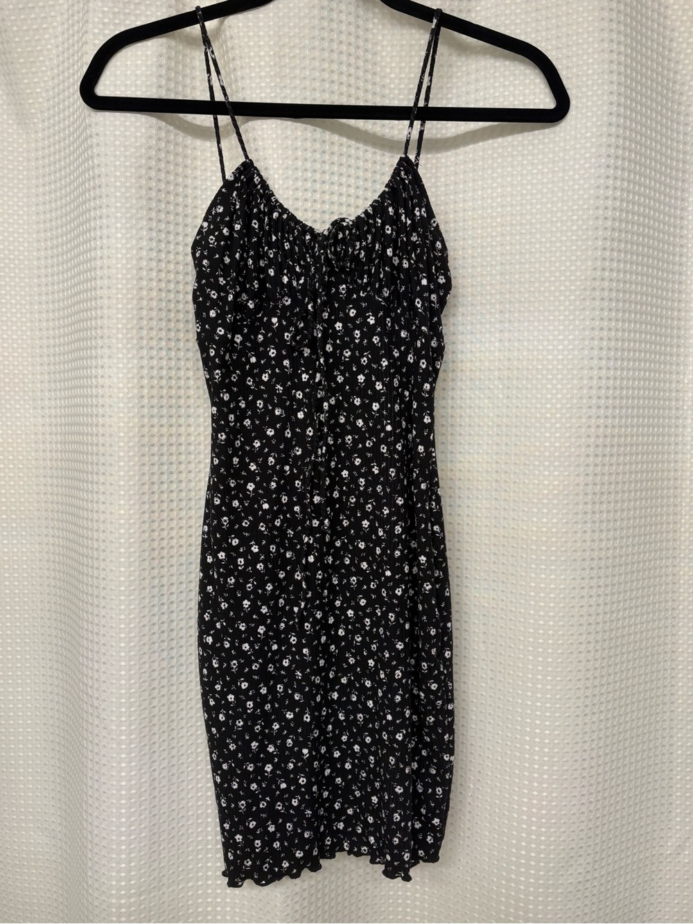 Lovely Day Black Mini Dress with White Floral Print